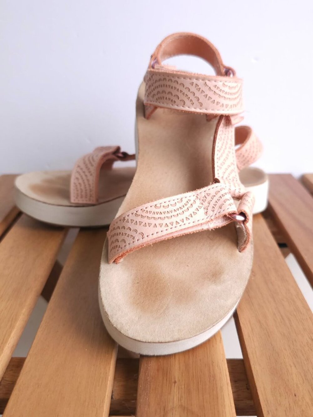Teva Womens Midform Universal Geometric Tan Leather Summer Sandals Size 6 - Picture 4 of 8